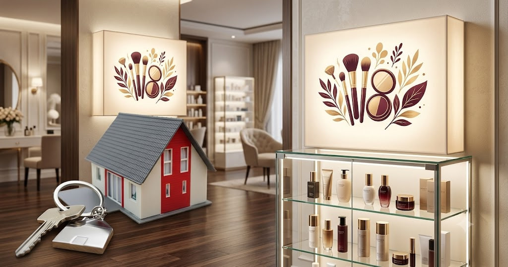 Go'zallik saloni uchun lightbox va vitrina